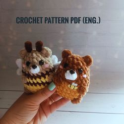 Bear bee no sew crochet pattern cute plushie amigurumi kawaii toy