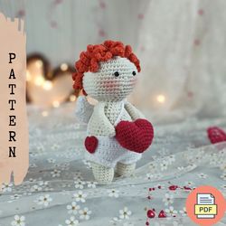 Valentine's Crochet Pattern - Love Angel Amigurumi Crochet Pattern pdf, Cupid Doll Amigurumi Tutorial PDF, Easy Heart