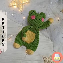 Frog Baby Lovey Amigurumi Crochet Pattern, Stuffed Crochet Froggy - Cute Comforter For Baby, Crochet Animal