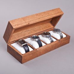 Personalized Wooden Watch Box Father Day Gift From Son Daughter Wife Small Jewelry Organizer Handcrafted Treasure Box