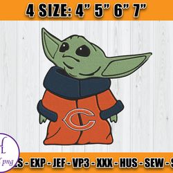 Chicago Bears Embroidery, Baby Yoda Embroidery, NFL Machine Embroidery Digital, 4 sizes Machine Emb Files -25