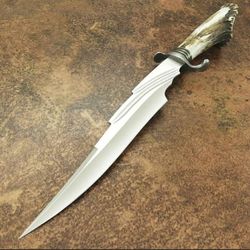 Bespoke Handcrafted D2 Steel Hunting Bowie Knife with Stag Horn Handle