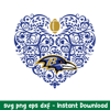 Baltimore Ravens Heart Floral Svg, Baltimore Ravens Svg, NFL Svg, Png Dxf Eps Digital FIle.jpeg