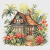 Cottage in Flowers - Cross Stitch Pattern - PDF Counted House Village - Fabulous Fantastic Magical House in Garden - 5 Sizes.png