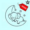 Sleeping baby elephant SVG free, Baby elephant on moon svg, Baby elephant svg free.jpg