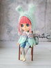 Blythe pattern knitting hat Bunny, Blythe hat knit tutorial, Doll hat knitting pattern, Blythe clothes