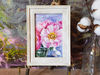 1 Small oil painting in a frame under glass - Peony Flower  5.9 - 3.9 in..jpg