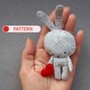 Bunny pattern, stuffed toy animals felt or plush, cute nursery decor.jpg