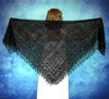 Hand knit black Russian Orenburg shawl, Woolen wrap, Goat down kerchief, Warm cover up, Handmade stole, Mourning cape 2.JPG