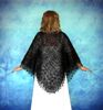 Hand knit black Russian Orenburg shawl, Woolen wrap, Goat down kerchief, Warm cover up, Handmade stole, Mourning cape 3.JPG
