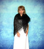 Hand knit black Russian Orenburg shawl, Woolen wrap, Goat down kerchief, Warm cover up, Handmade stole, Mourning cape 6.JPG