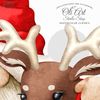 Christmas Red Gnome and reindeer clipart_2.JPG