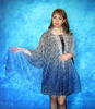 Blue hand knit scarf, Warm Russian Orenburg shawl, Wool wrap, Goat down stole, Bridal cover up, Kerchief, Pashmina, Cape 2.JPG