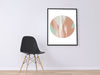 Three abstract posters in green and pink tones