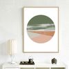 Three abstract posters in green and pink tones