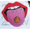 basketball lick pill ball patch machine embroidery design