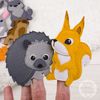 Felt finger hedgehog and squirrel