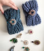 Women knitted hat Headband with a brooch, wool mixture