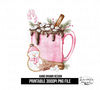 Pink Cocoa and Gingerbread Christmas Mug Sublimation PNG.png