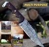 Handmade Damascus bowie knife with sheath Fixed blade hunting knife for Survival Ergonomic Walnut wood handle (4).jpg