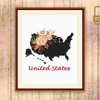 United States Cross Stitch Pattern, Country Cross Stitch Pattern, Map Cross Stitch Pattern, United States Pattern, Download Map Pattern #mp_008