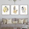 set of 3 prints tropical leaves in gray and yellow tones download