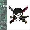 one piece roronoa zoro jolly roger machine embroidery design