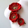 Red poppy brooch
