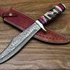 Custom Made Damascus Steel Hunting BOWIE Knife With Handmade Cow Leather.jpg