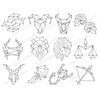 Zodiac Cliparts. Sketches of zodiac signs on a white background. Aries, Taurus, Gemini, Cancer, Leo, Virgo, Libra, Scorpio, Sagittarius, Capricorn, Aquarius, Pi