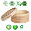 Bamboo Steamer for Cooking Dumplings Vegetables Meat Fish Rice – 2-Tier Bamboo Steamer Basket 10 Inch – Food Steamer Pot with Chopsticks, Kitchen Tongs and 50 L