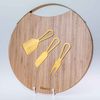 Bamboo Cheese Board and Knife Set – 13” Round Charcuterie Board with Magnetic Cutlery Storage – Serving Platter for Cheese _ Treats – Round Serving Tray – Wood