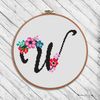 Cross stitch pattern the letter W black floral monogram.jpg