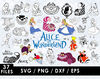 Alice SVG, Cheshire Cat SVG, Mad Hatter SVG, Queen of Hearts SVG, White Rabbit SVG, Caterpillar SVG, Tweedledee and Tweedledum SVG, March Hare SVG, Playing card