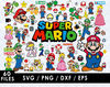 Super Mario SVG, Mario SVG, Luigi SVG, Princess Peach SVG, Bowser SVG, Toad SVG, Yoshi SVG, Wario SVG, Waluigi SVG, Donkey Kong SVG, Koopa Troopa SVG, Goomba SV
