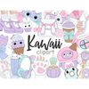 Set of kawaii pastel clipart for planner. Kawaii white women's backpack. Kawaii purple toy bird with a waffle cone on its head. Purple shoes on female legs. Cam