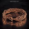 wirewrapart wire wrap art pure copper wire wrapped bracelet bangle handmade wrapping jewelry woven weaved jewellery antique style 7th 22nd anniversary gift her