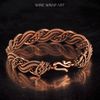 wirewrapart wire wrap art pure copper wire wrapped bracelet bangle handmade wrapping jewelry woven weaved jewellery antique style 7th 22nd anniversary gift her