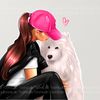 Girl with dog illustration Printable Art Clipart Illustration