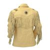 Native American Western Wear Fringe Cream Leather Jacket Coat1.jpg