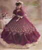 Fashion doll Barbie- Elegance Fuschia and Ecru Colored Gown Made Crochet (2).jpg