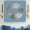 Silver-Sunburst-wall-art-textured-painting-abstract-art-blue-living-room-decor