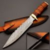 Custom Handmade Damascus Steel Hunting Knife with Brown Resin & Brass Guard Handle (10).jpg