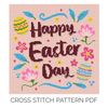 Happy Easter Day Cross Stitch Pattern on Pink Aida 1080 x 1080.jpg