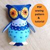 Owl toy pattern and Tutorial PDF Owl doll sewing pattern Felt toy  pattern Plushie pattern Plush pattern Softie pattern 1.jpg