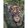 Lioness Wild Cat painting size 12 by 9 inches hand painted with paintbrush.