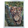 One of a kind painting Lioness in rainforests for room decor. Art is ready to ship.