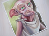 Dobby-Free Elf-Home Elf-Movie-Harry Potter-Green Painting-Big Eyes-Watercolor Painting-8.JPG