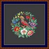 Vintage cross stitch pattern Bird in flowers