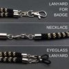 Keychain and ID card holder lanyard with loops for eyeglasses